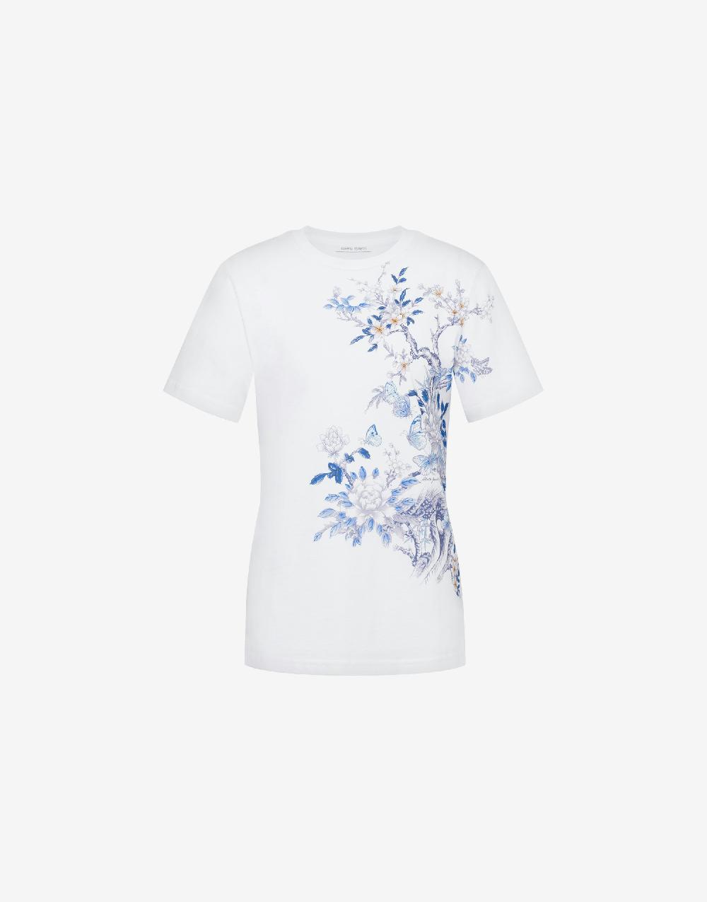 Alberta Ferretti T-shirt in jersey con stampa ciliegio e farfalle