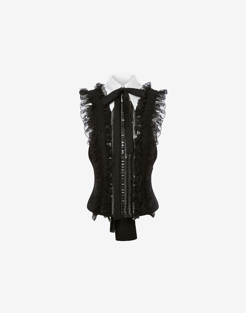 Alberta Ferretti Top in chiffon organico con colletto staccabile