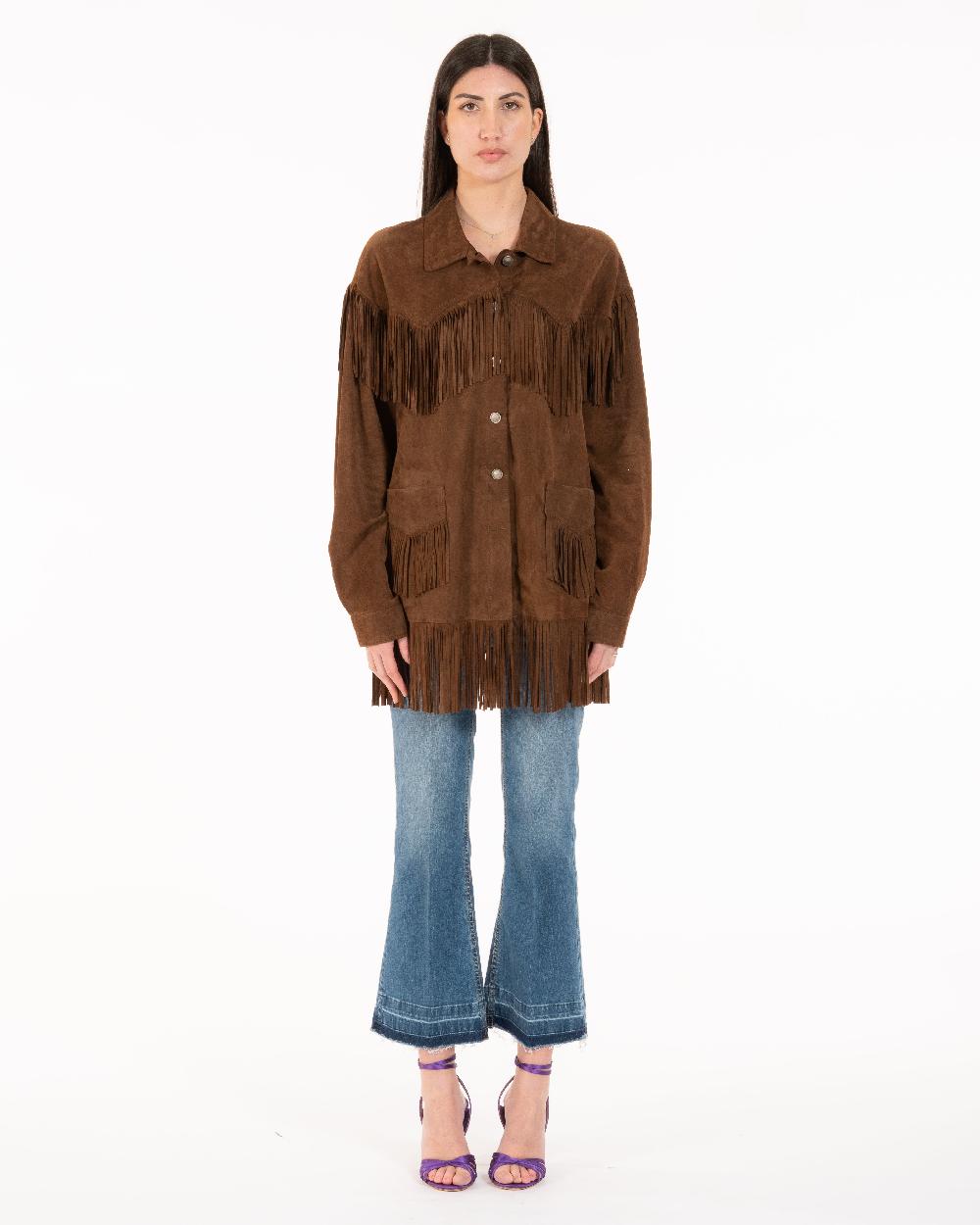 Alessandra Chamonix PAIGE COGNAC / GIACCA CON FRANGE