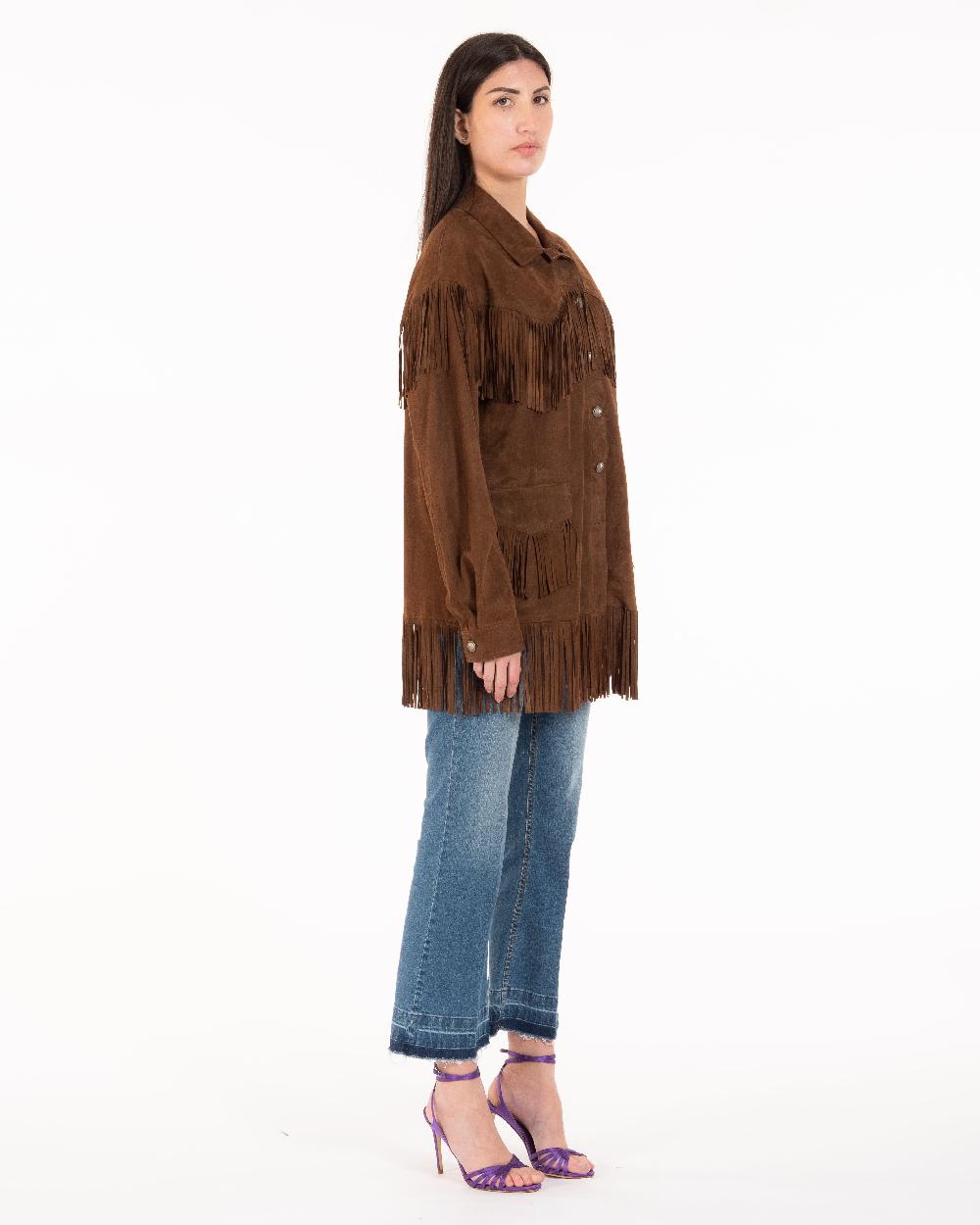 Alessandra Chamonix PAIGE COGNAC / GIACCA CON FRANGE