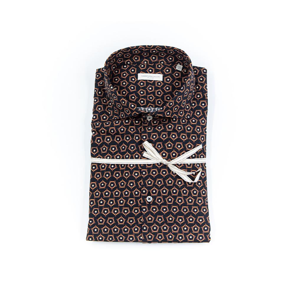 Alessandro Lamura ADAM 430 – Camicia Di Cotone Stampa Geometrica – Collo Francese