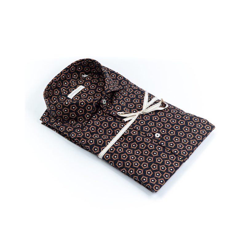 Alessandro Lamura ADAM 430 – Camicia Di Cotone Stampa Geometrica – Collo francese