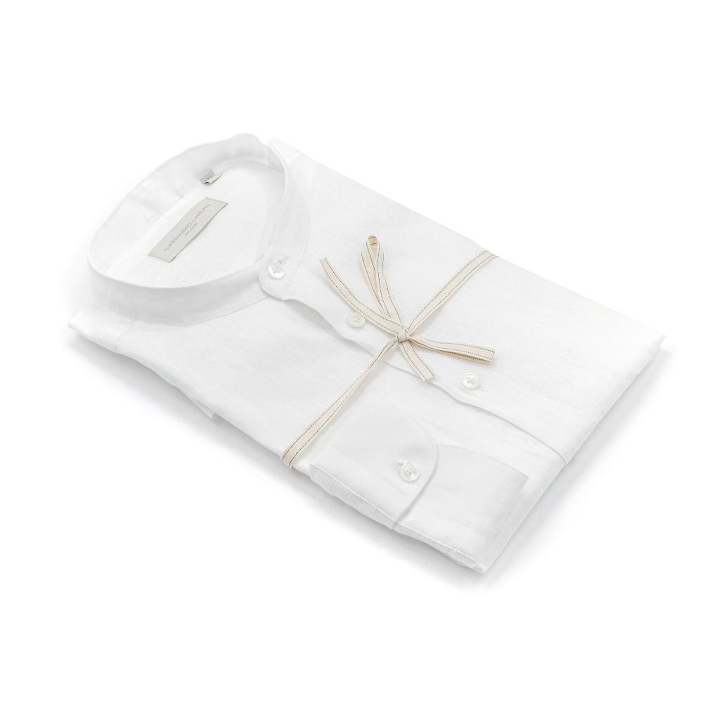 Alessandro Lamura Camicia Lino Collo Coreano Uomo