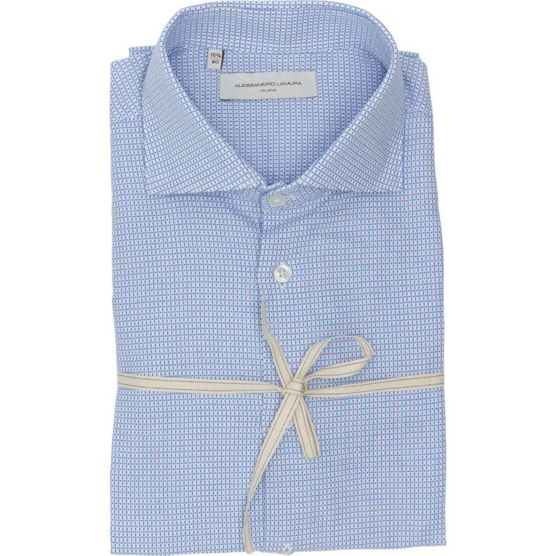 Alessandro Lamura Camicia Microfantasia Bianco-Blu Alessandro Lamura Camicia Microfantasia Bianco-Blu