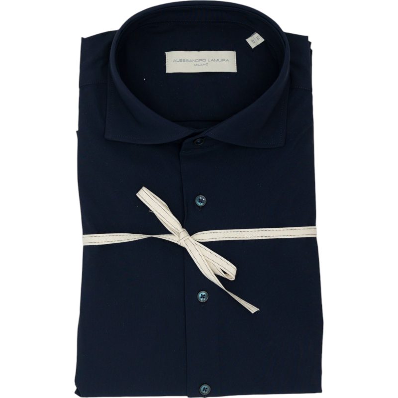 Alessandro Lamura Camicia tinta unita blu notte