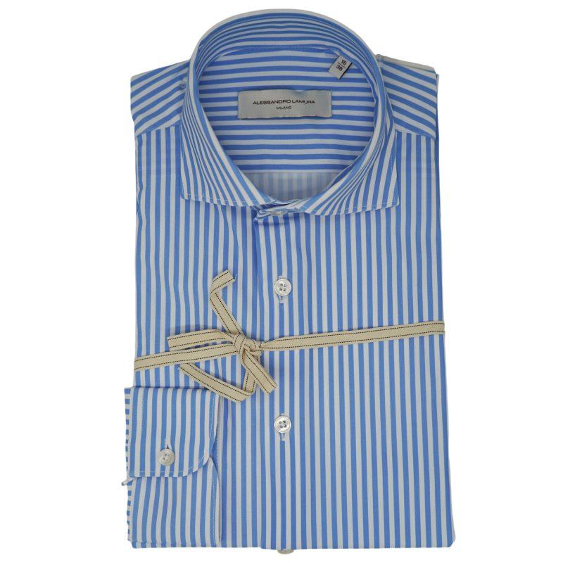 Alessandro Lamura Camicia a righe bianche e azzurre