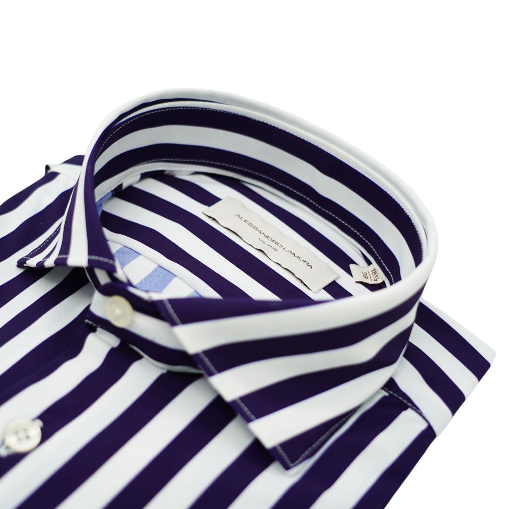 Alessandro Lamura Camicia A Righe Bianche E Blu Navy