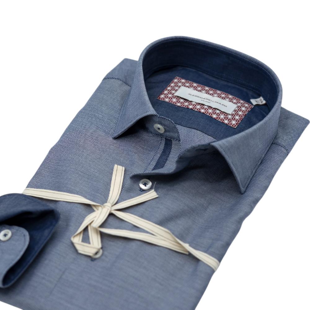 Alessandro Lamura Camicia Azzurra Con Dettagli Interni Rossi E Bianchi