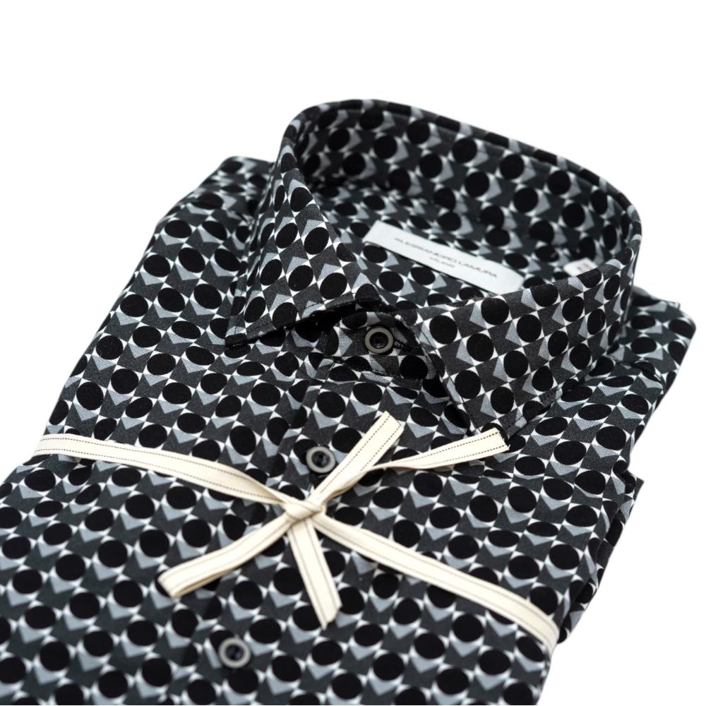 Alessandro Lamura Camicia Con Fantasia Geometrica In Bianco E Nero