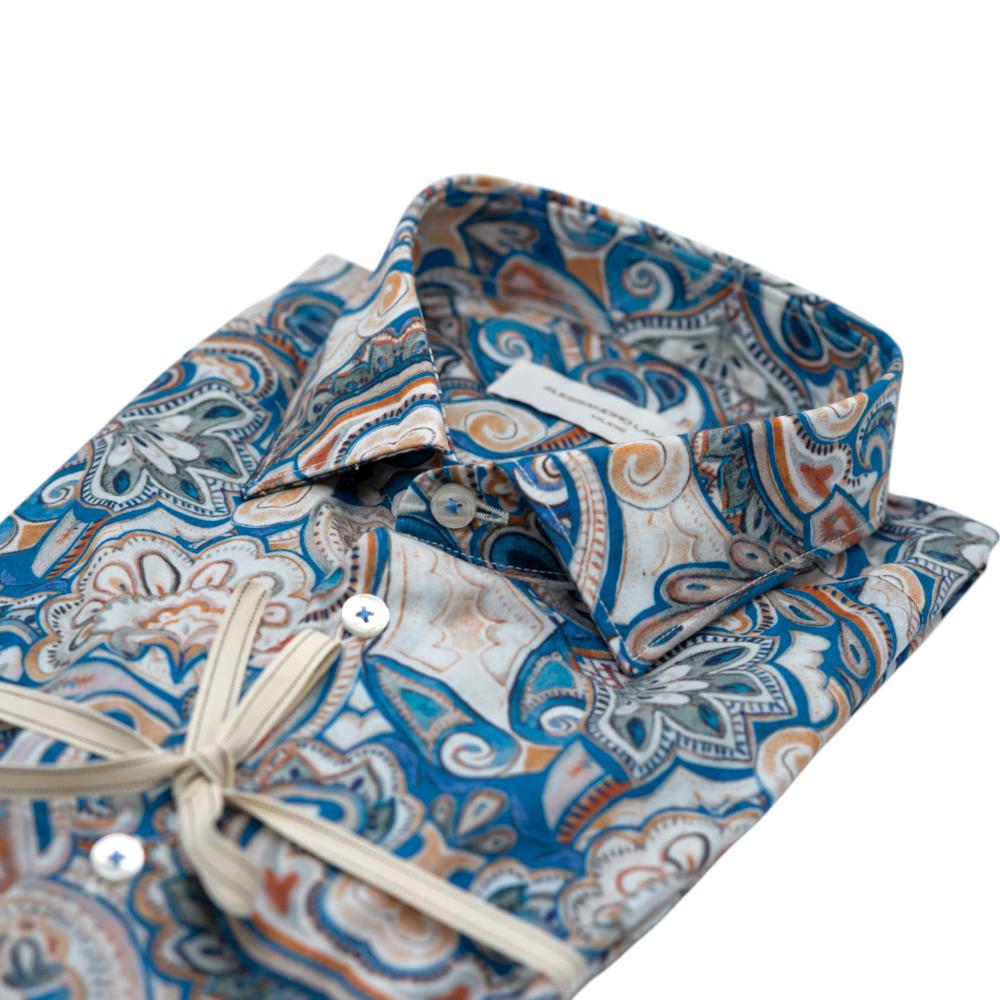 Alessandro Lamura Camicia Con Motivo Paisley Multicolore In Blu E Beige