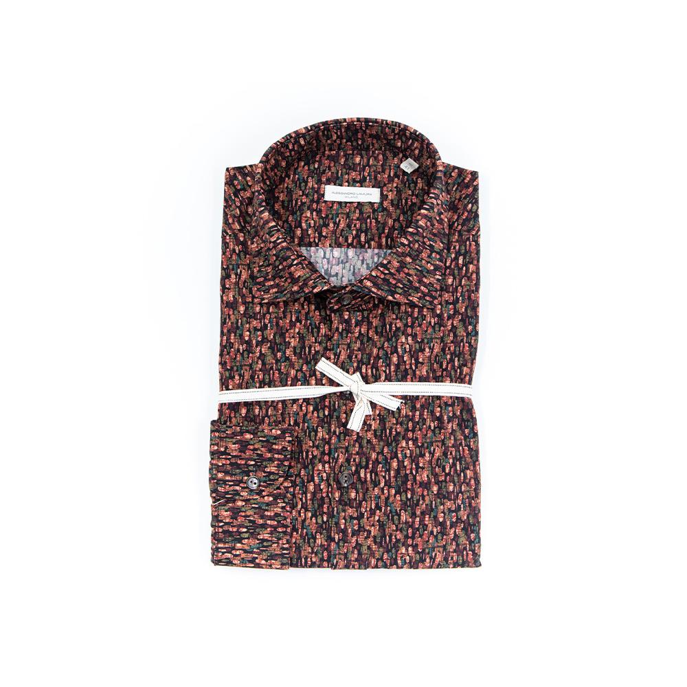 Alessandro Lamura Camicia Di Cotone Digital Print – Collo Francese