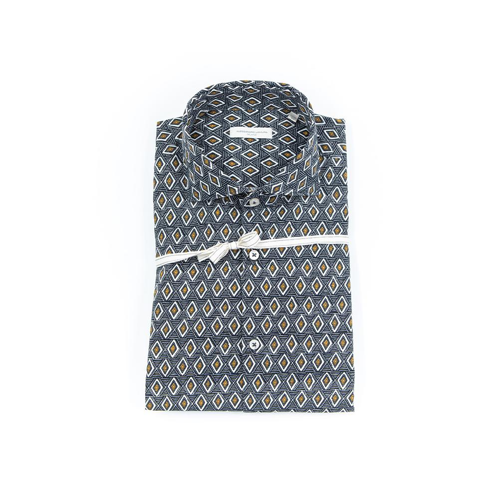Alessandro Lamura Camicia Di Cotone Stampa Rombi – Collo Francese