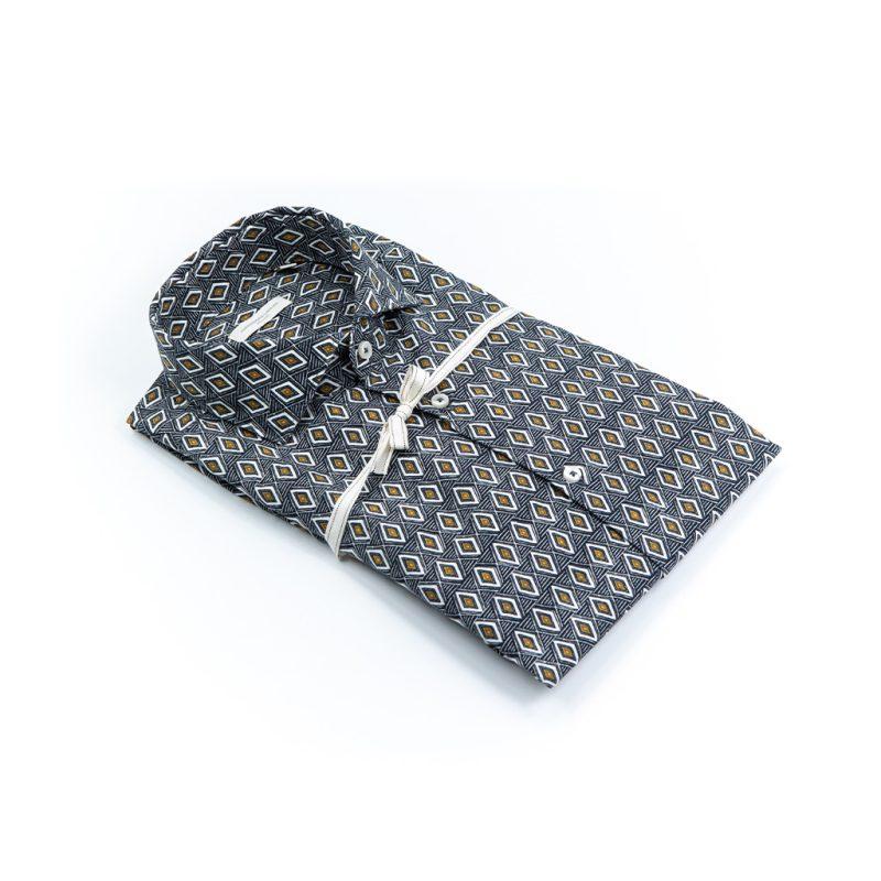 Alessandro Lamura Camicia Di Cotone Stampa Rombi – Collo francese Alessandro Lamura Camicia Di Cotone Stampa Rombi – Collo francese