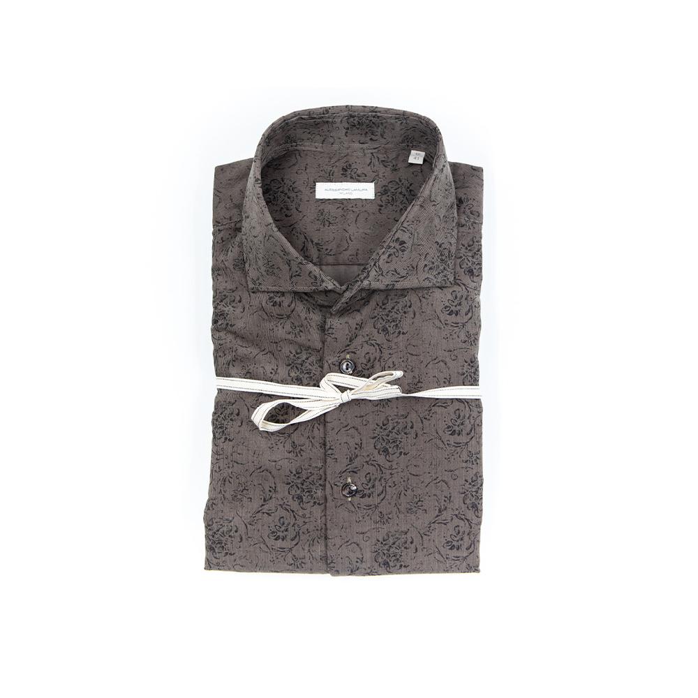Alessandro Lamura Camicia Di Velluto Stampa Floreale – Collo Francese