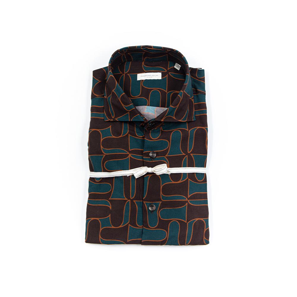 Alessandro Lamura Camicia Di Viscosa Stampa Geometrica – Collo Francese