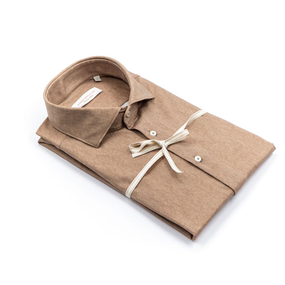 Alessandro Lamura Camicia Fango No Stiro Collo Francese