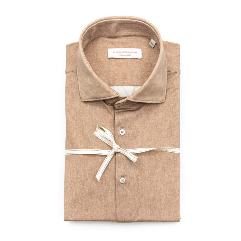 Alessandro Lamura Camicia Fango no Stiro Collo Francese