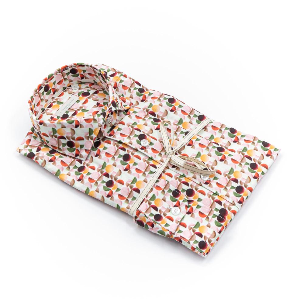 Alessandro Lamura Camicia Fantasia A Colori Geometrica Collo Francese