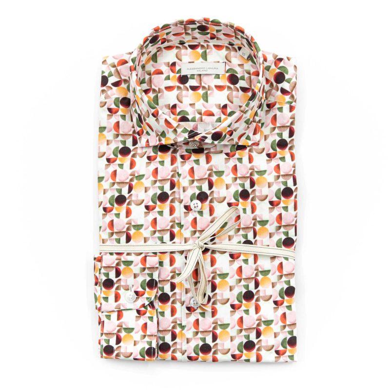 Alessandro Lamura Camicia Fantasia a Colori Geometrica Collo Francese