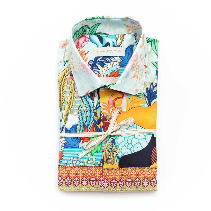 Alessandro Lamura Camicia Fantasia Giapponese Collo Italiano