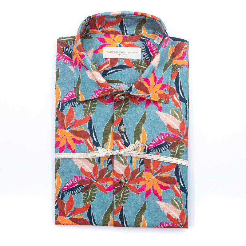 Alessandro Lamura Camicia Fantasia Uomo Con Collo Italiano