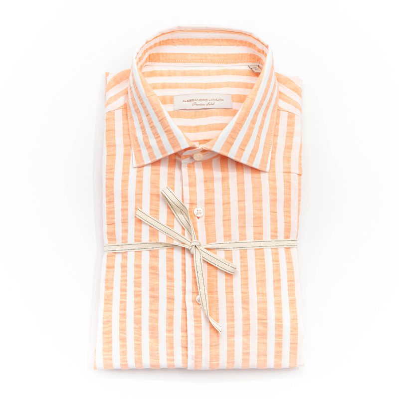 Alessandro Lamura Camicia Groffata in Cotone Collo Francese