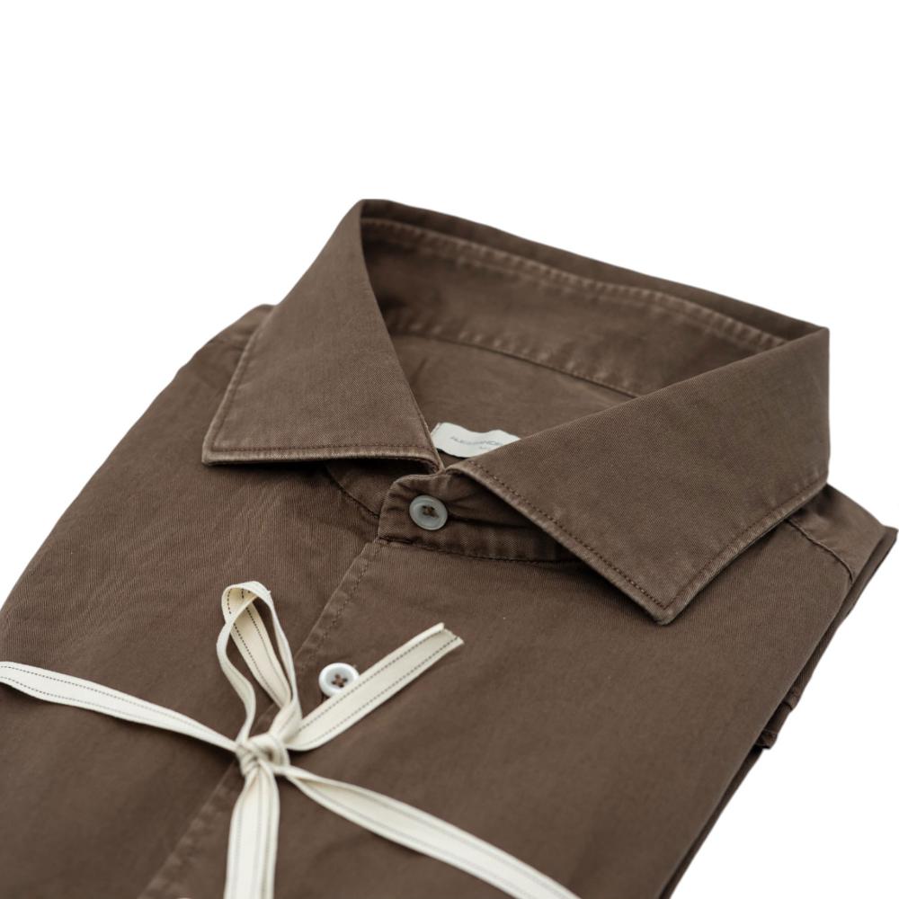 Alessandro Lamura Camicia In Gabardine Tinta In Capo Fango