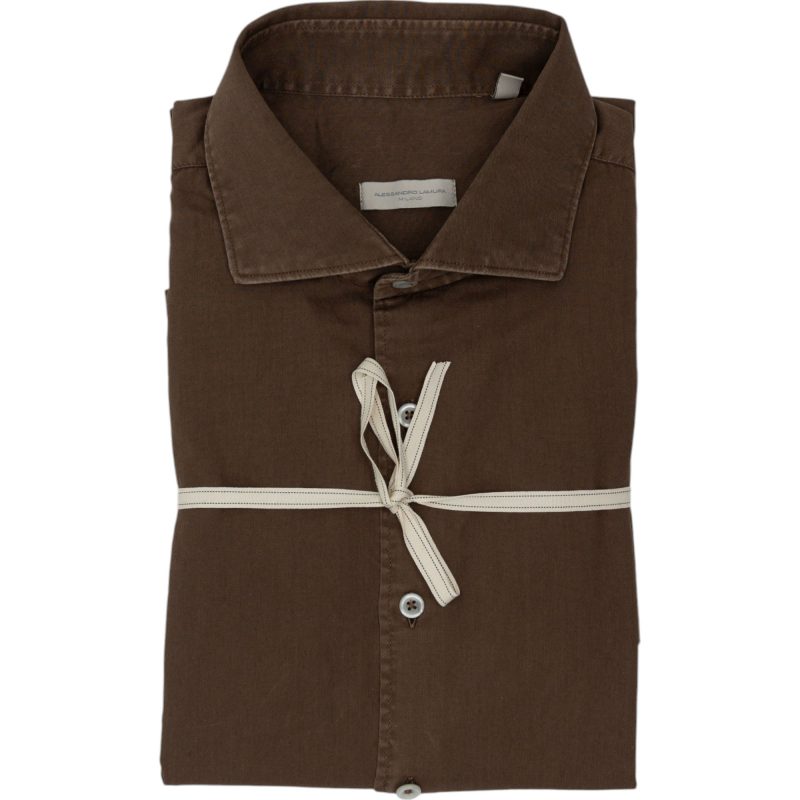Alessandro Lamura Camicia in Gabardine Tinta in Capo Fango Alessandro Lamura Camicia in Gabardine Tinta in Capo Fango