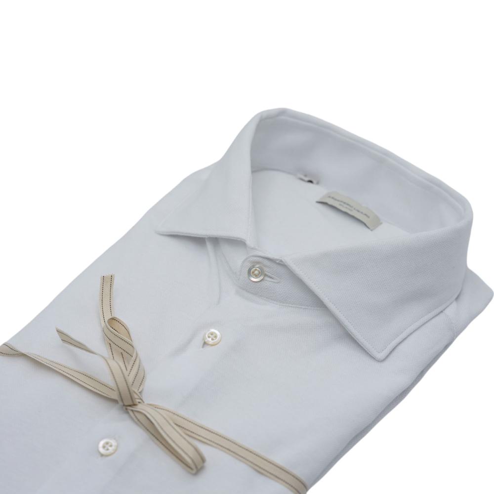 Alessandro Lamura Camicia In Maglina Bianca Tinta Unita