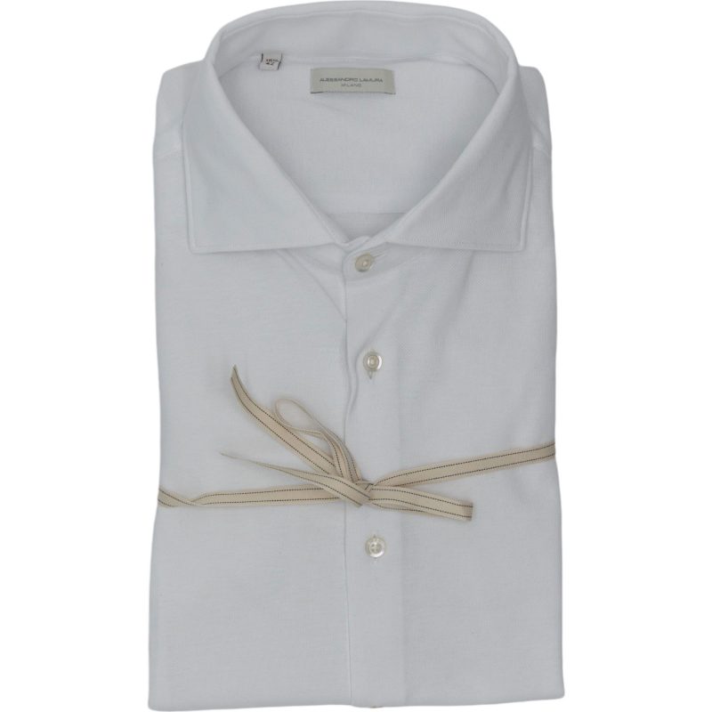 Alessandro Lamura Camicia in Maglina Bianca Tinta Unita Alessandro Lamura Camicia in Maglina Bianca Tinta Unita
