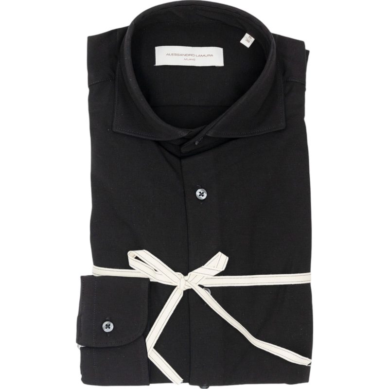 Alessandro Lamura Camicia in Maglina Nero Tinta Unita Alessandro Lamura Camicia in Maglina Nero Tinta Unita