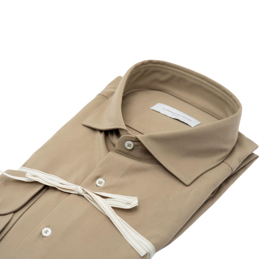 Alessandro Lamura Camicia In Maglina Sabbia Tinta Unita