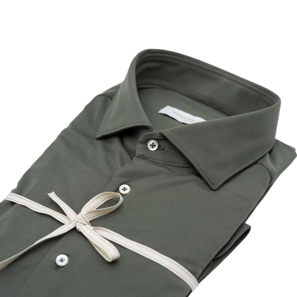Alessandro Lamura Camicia In Maglina Verde Oliva Tinta Unita