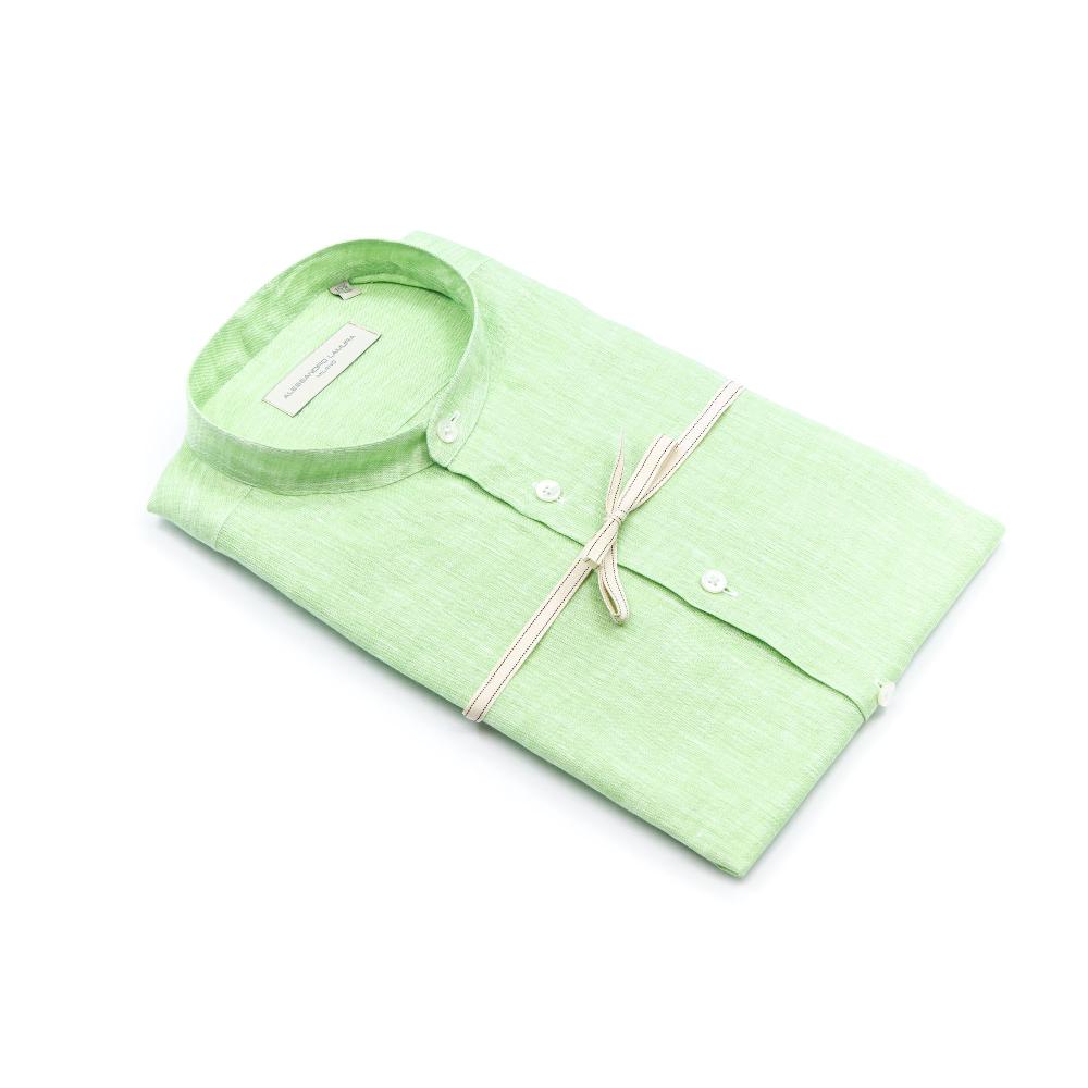 Alessandro Lamura Camicia Lino Prato Collo Coreano Uomo