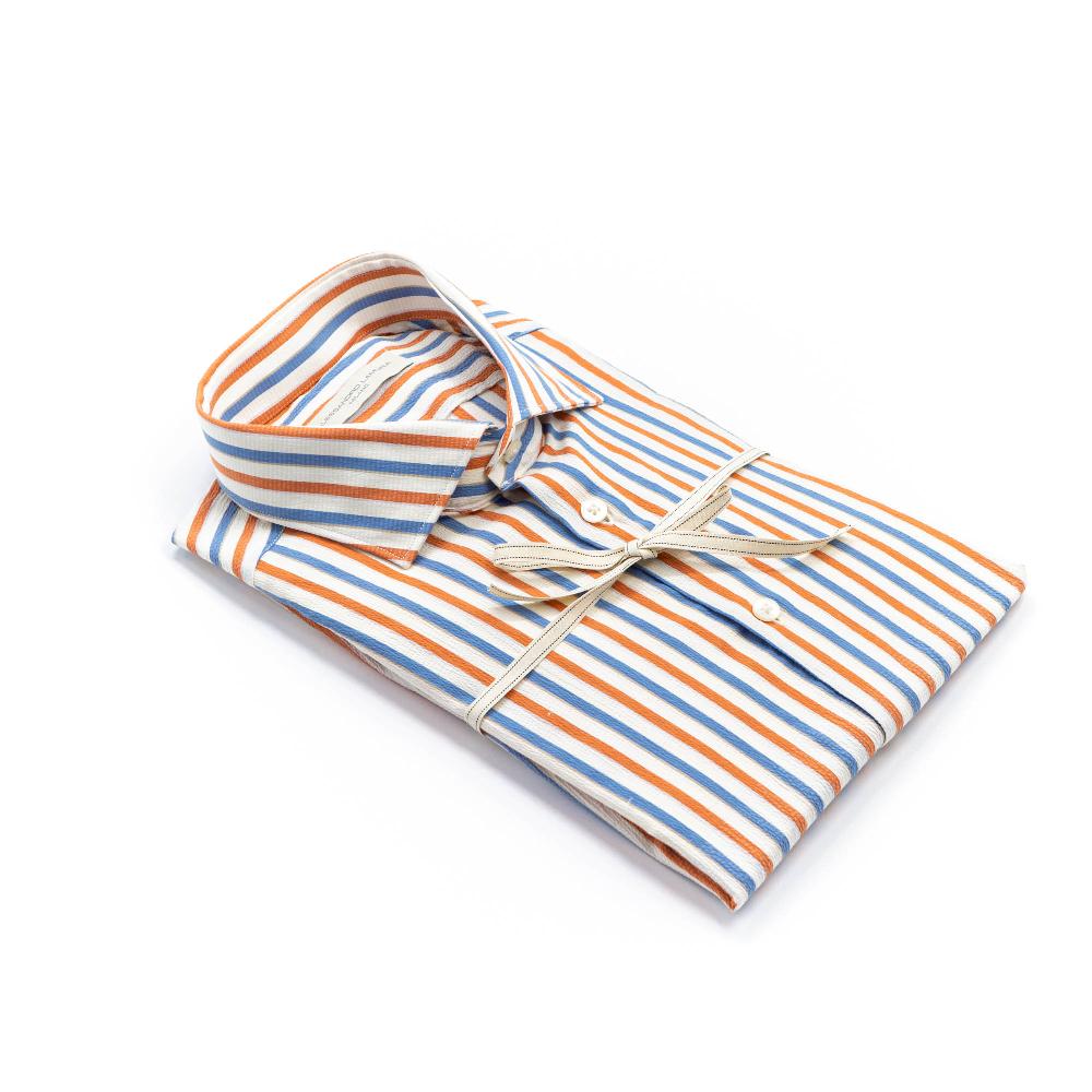 Alessandro Lamura Camicia Multicolor A Righe Groffata Collo Francese