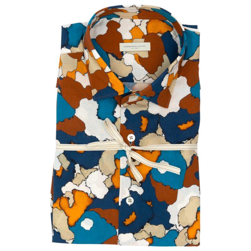 Alessandro Lamura Camicia Multicolore con Fantasia Astratta