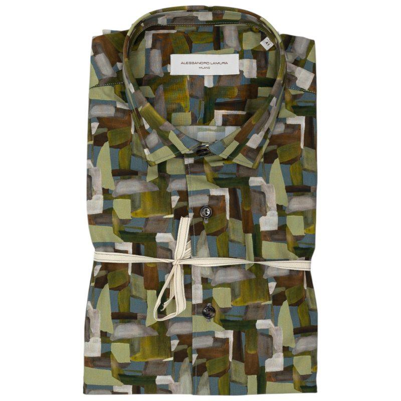 Alessandro Lamura Camicia Multicolore con Motivo Astratto a Blocchi Alessandro Lamura Camicia Multicolore con Motivo Astratto a Blocchi