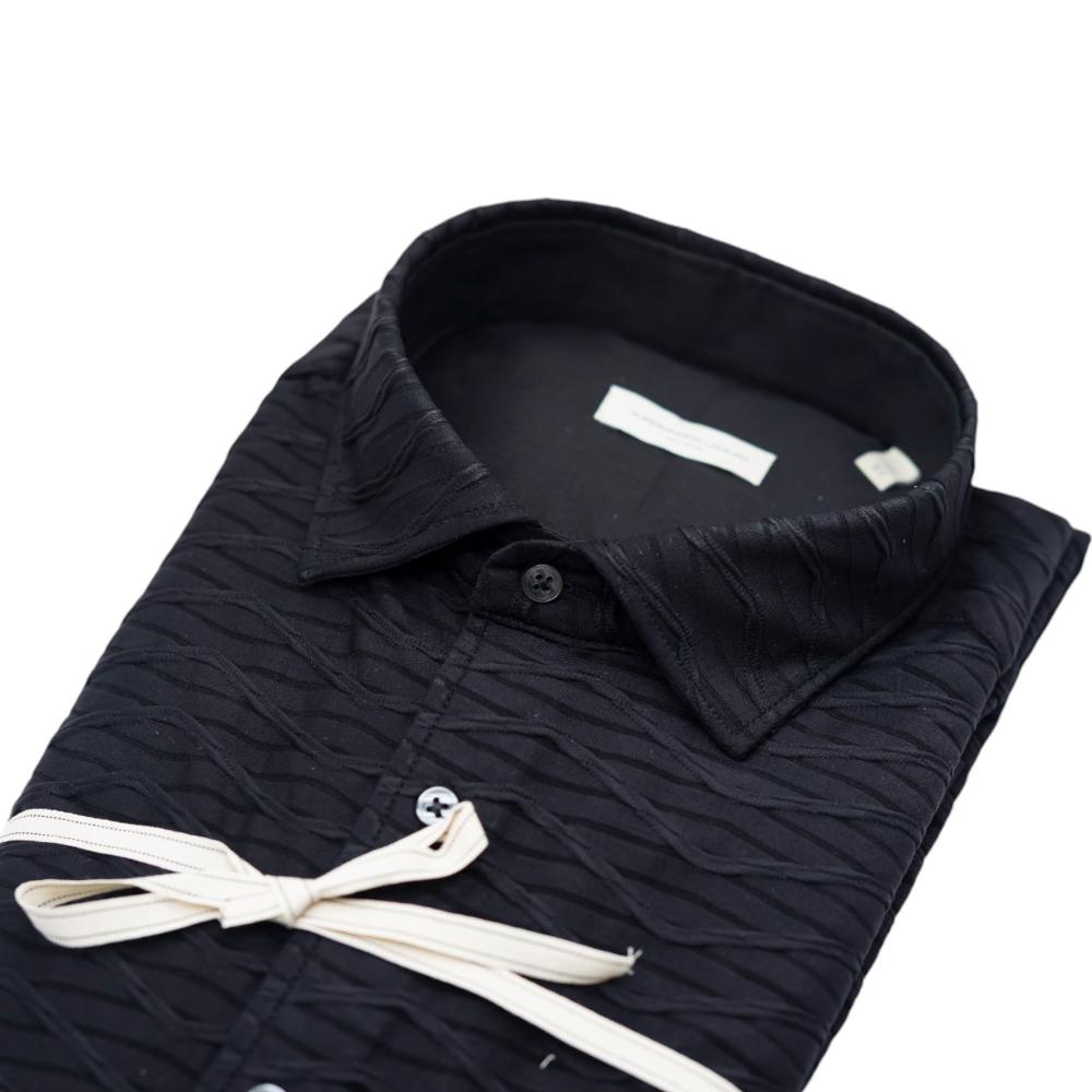 Alessandro Lamura Camicia Nera Con Texture In Rilievo