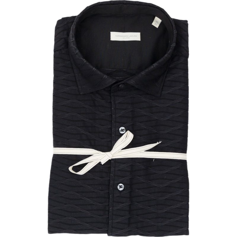 Alessandro Lamura Camicia Nera con Texture in Rilievo