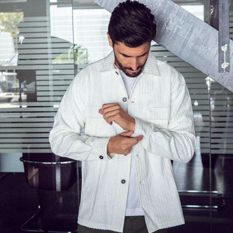 Alessandro Lamura Camicia Overshirt a righe di velluto – Collo Italiano