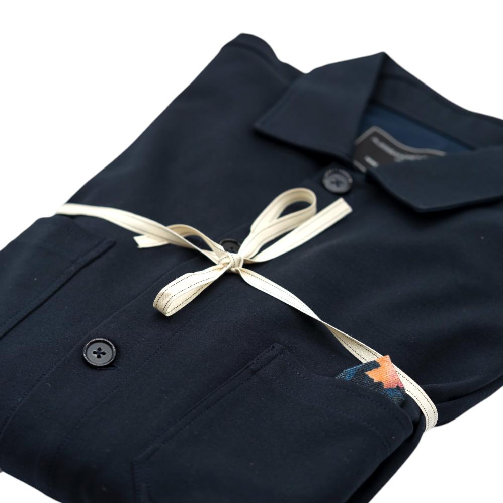 Alessandro Lamura Camicia Overshirt Blu Scuro Con Dettaglio Fantasia A Contrasto