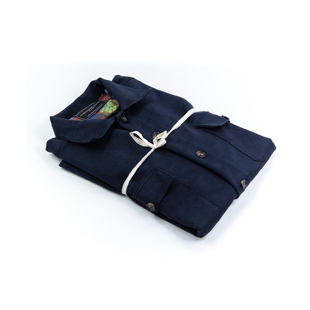 Alessandro Lamura Camicia Overshirt In Daino – Collo Italiano Con Contrasti