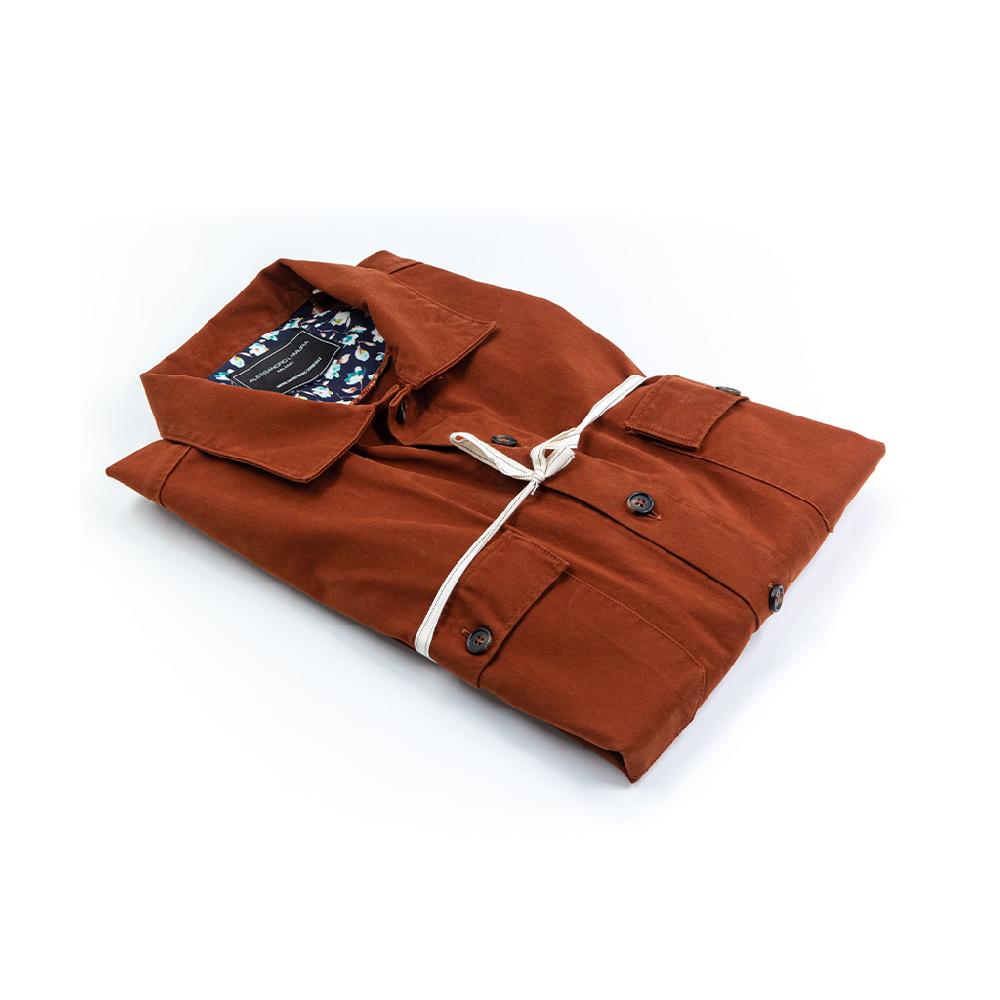 Alessandro Lamura Camicia Overshirt In Gabardine Doppia – Collo Italiano Con Contrasti
