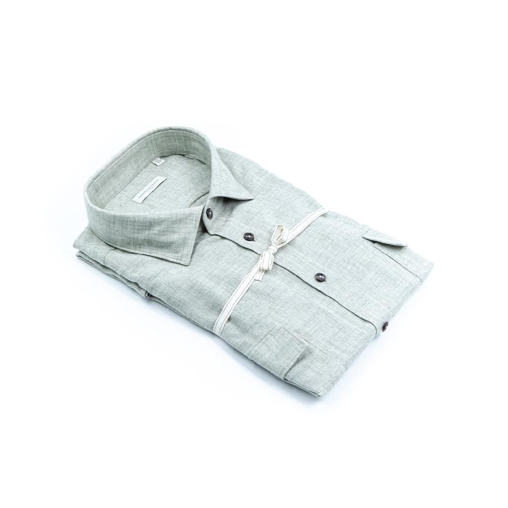 Alessandro Lamura Camicia Overshirt In Twill Di Flanella – Collo Italiano Con Contrasti