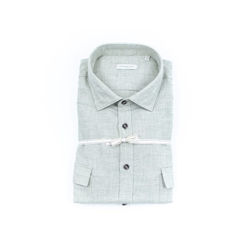 Alessandro Lamura Camicia Overshirt in Twill di flanella – Collo Italiano con contrasti