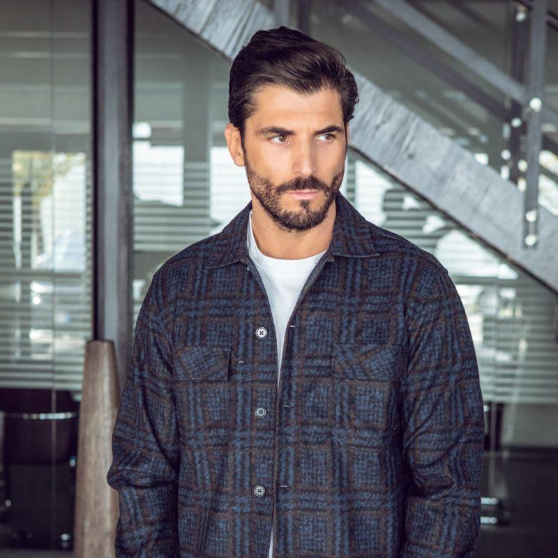 Alessandro Lamura Camicia Overshirt Pied de Poule – Collo Italiano