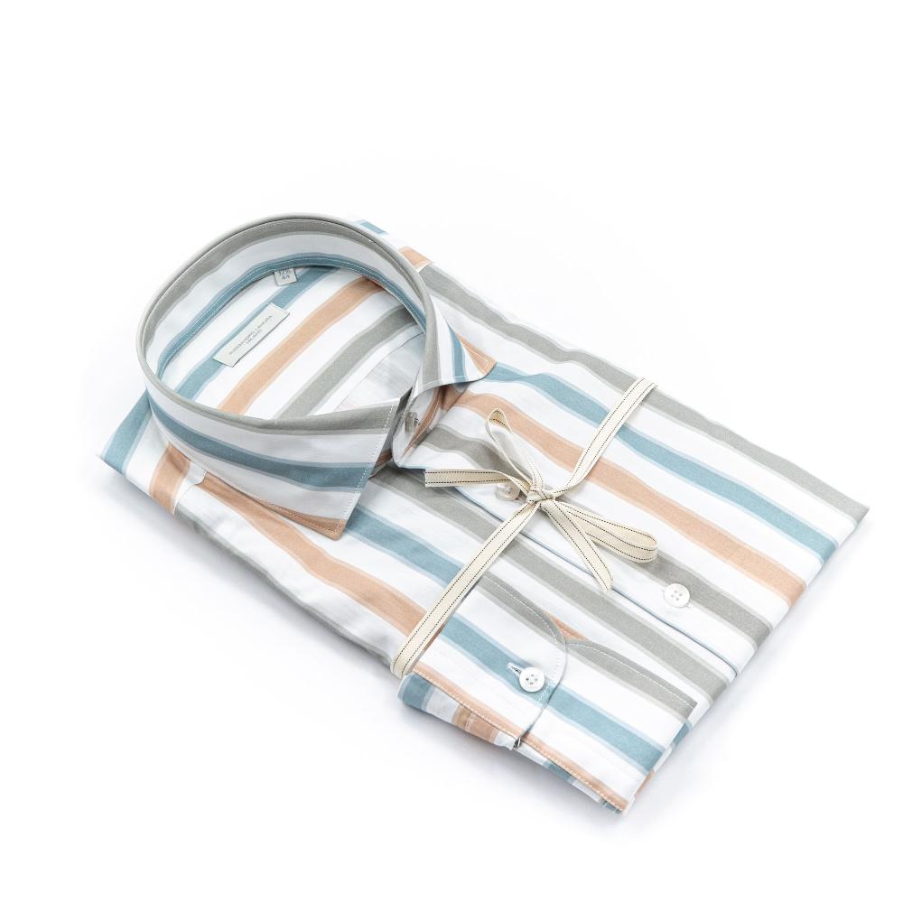 Alessandro Lamura Camicia Rigata Multicolor Collo Francese