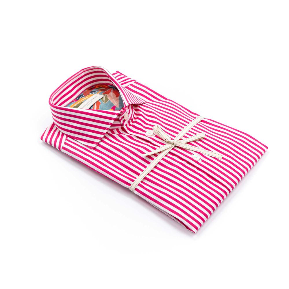 Alessandro Lamura Camicia Rossa Uomo A Righe Collo Francese