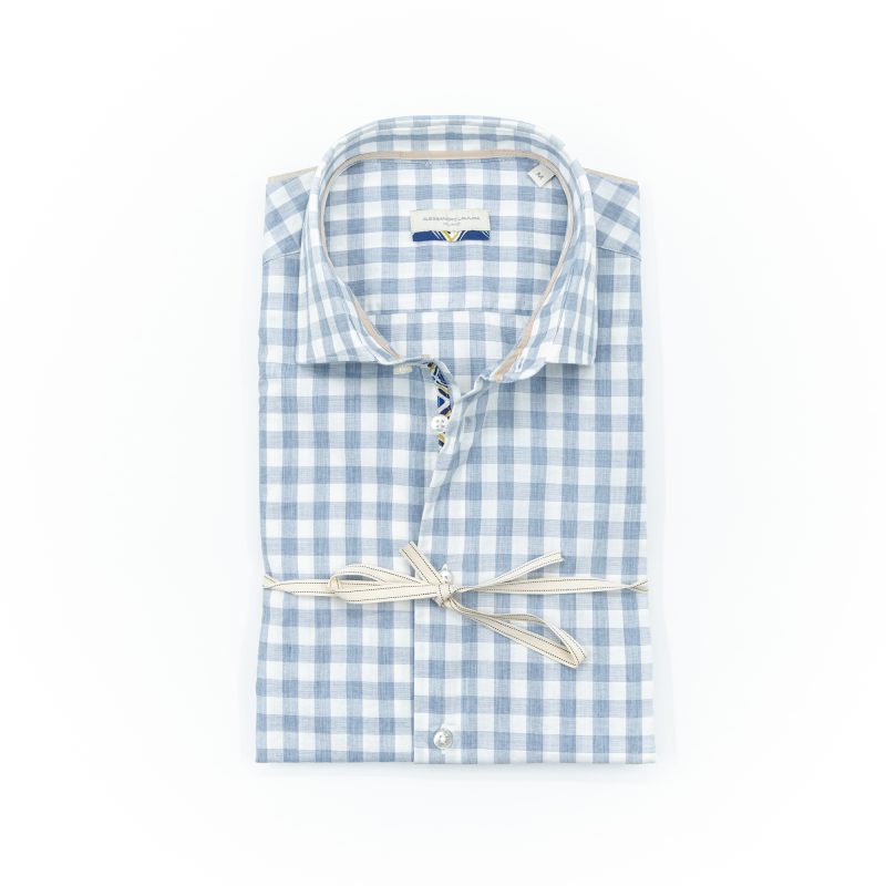 Alessandro Lamura Jeff – Camicia A Quadri 100%cotone – Collo Italiano