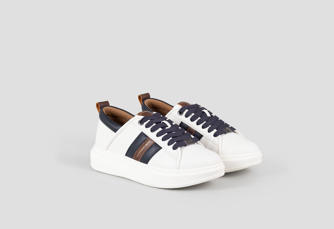 Alexander Smith ECO-WEMBLEY MAN WHITE BLUE COGNAC